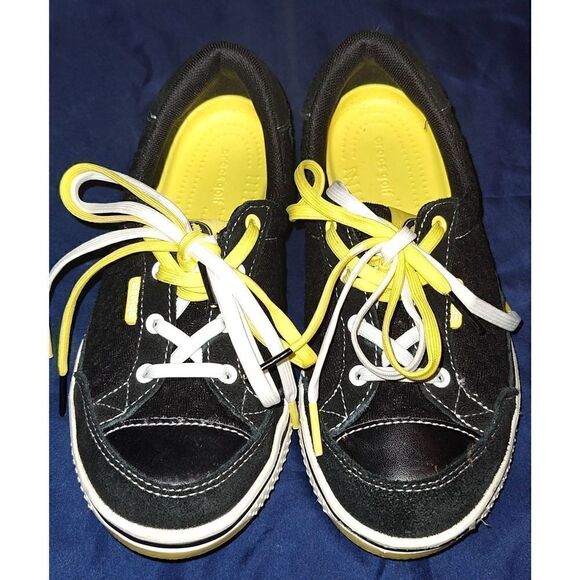 Crocs with Hank Haney Drayden Golf Black Burst Suede Leather Golf Shoes Size 5. - Picture 3 of 9